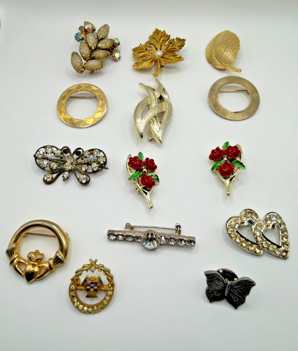 Vintage/Modern Brooches and Pins (14 pieces)